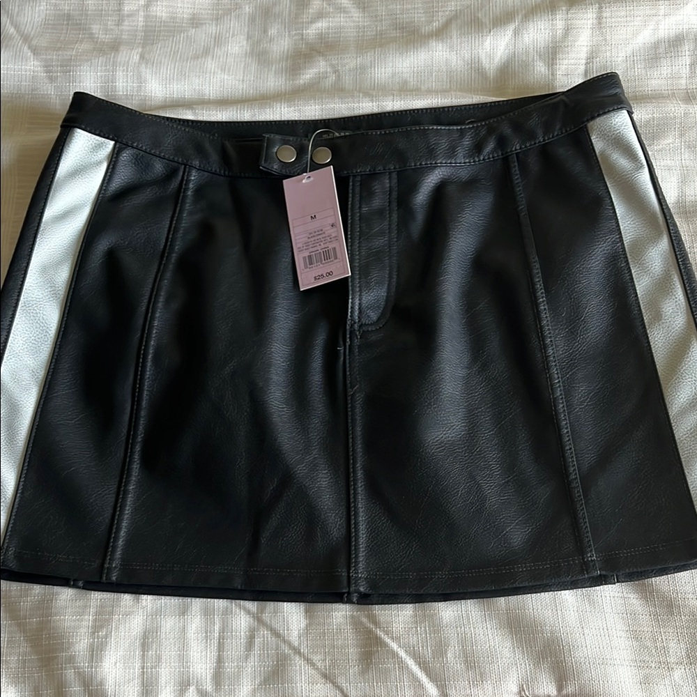 Women’s - Black and White Leather Skirt